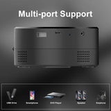 Portable Mini LED Projector - 1080P Support with 100" Display & Smartphone Sync