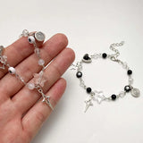 Pulseras de pareja de moda con cuentas de amor, corazón, estrella, hechas a mano, Y2K, abalorios de anime, pulsera de amistad Kawaii, joyería para pareja