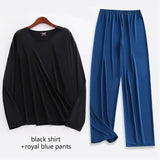 Men’s Solid Color Polyester Spandex Pajamas – Lightweight & Comfortable Sleepwear