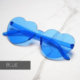 Gafas de sol gruesas sin marco en forma de corazón: modernas gafas de sol de fiesta con forma de corazón de melocotón