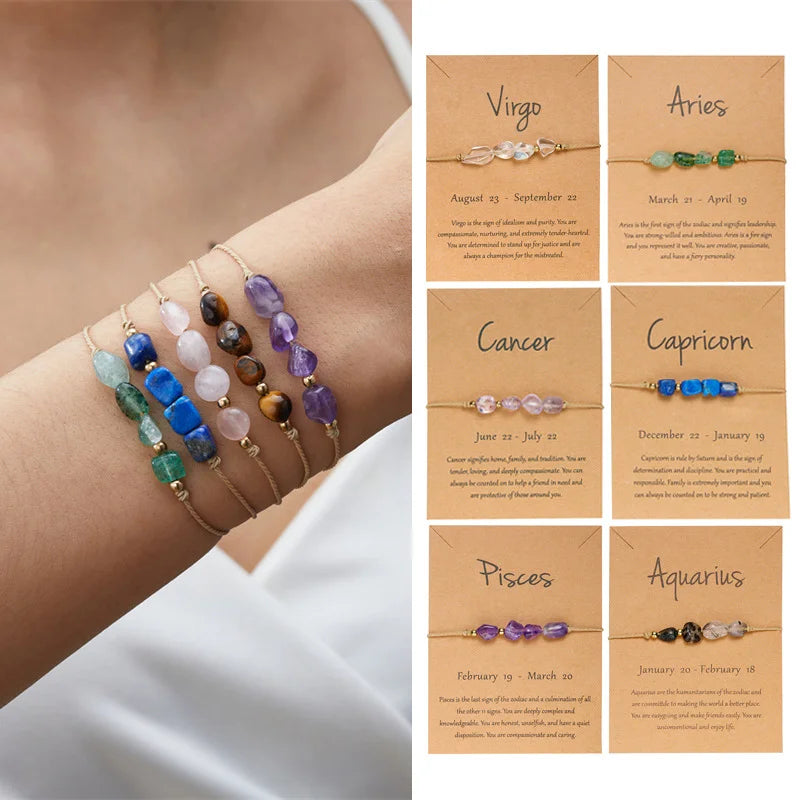 Pulsera unisex moderna con dijes de piedra: elegante joyería de cadena de cuerda