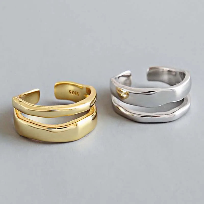 Anillo de boda de circonita cúbica geométrica de moda: elegante anillo de cobre para mujer