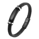 Men's Geometric Leather Bracelet with Zinc Alloy Magnet Clasp – Hiphop/Rock Fashion Accessory