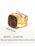 18K Gold Plated Stainless Steel Leopard Print Ring – Trendy & Stylish Statement Jewelry