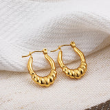 Gold-Plated Stainless Steel Geometric Hoop Earrings – Waterproof & Tarnish-Resistant