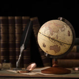 Vintage-Style World Globe – Retro English Map with Wooden Base for Home & Office Décor