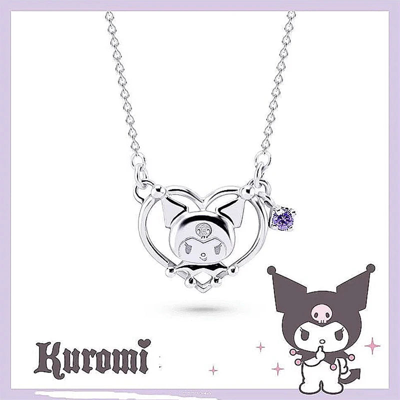 Kuromi Silver Necklace – Cute Anime Clavicle Chain Jewelry for Women