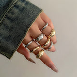 8-Piece Open Ring Set – Gold & Silver Stackable Fashion Rings for Women