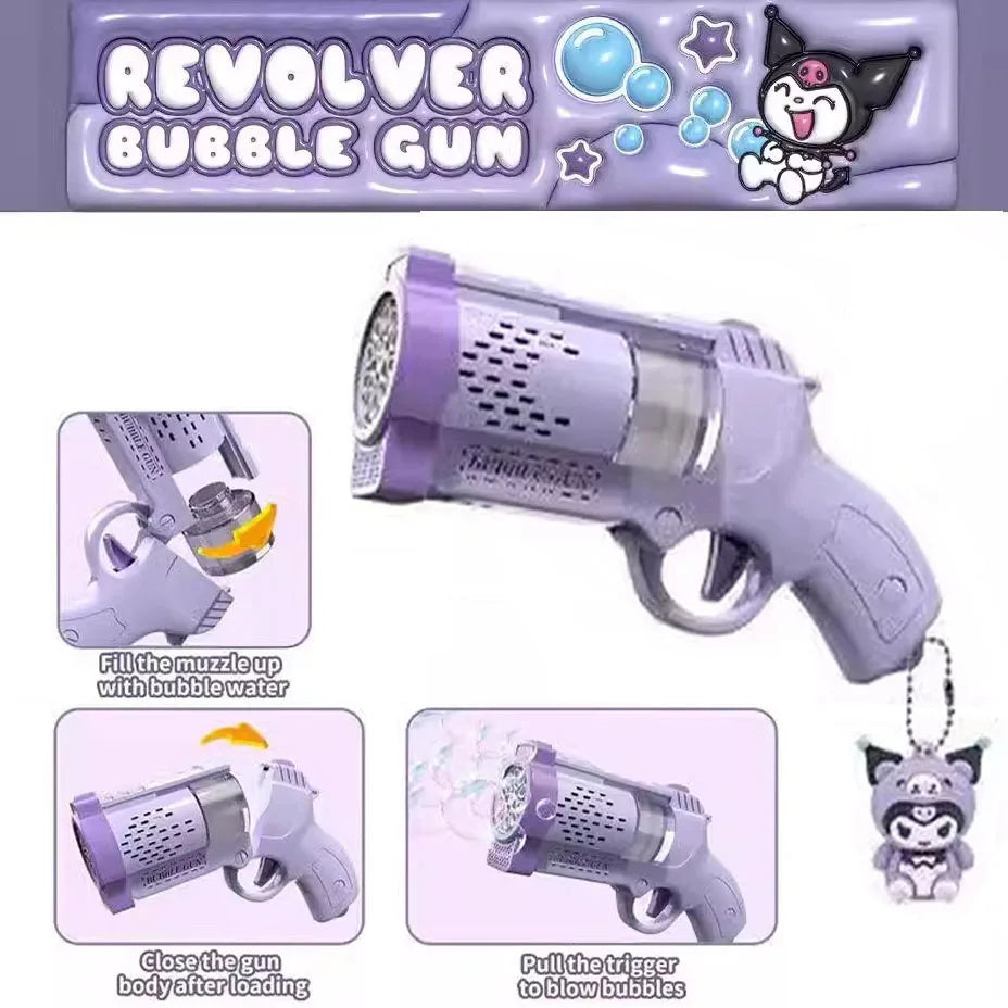 Automatic Bubble Blaster Toy for Kids - Light-Up Outdoor Bubble Machine with Soap Solution