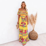 Women’s One-Shoulder Floral Print Swing Dress – Retro Summer A-Line Casual Dress