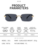 Gafas de sol rectangulares sin montura de moda: gafas de sol cuadradas pequeñas y modernas para hombres y mujeres