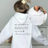Loose Fit Casual Geometric Fleece Hoodie for Autumn and Winter