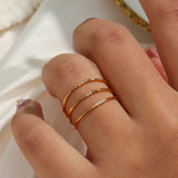 Elegant 18K Gold Plated Stainless Steel CZ Ring – Tarnish-Free, Hypoallergenic Wedding Band for Women
