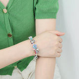 Pulsera de cadena de serpiente moderna con dijes y rastreador de estado de ánimo y actividad física para unisex - Aleación de zinc