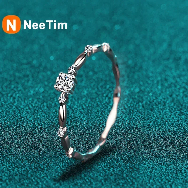 D Color VVS1 Moissanite Engagement Ring – 925 Sterling Silver Wedding Band with GRA Certificate