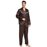 Men’s Silk Pajama Set – Full Sleeve Luxury Loungewear with Button Closure and Elastic Waist