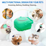 Pet Shampoo Brush with Massage Bristles - Silicone Bath Scrubber for Dogs & Cats