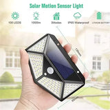 100 LED Solar Motion Sensor Outdoor Light – Waterproof, Dimmable, Wide Angle Security Lighting