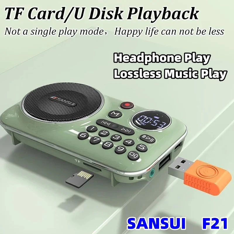 Mini Bluetooth FM Radio Speaker with HIFI Sound, Recording & USB/TF Playback