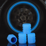 Tapas de válvulas de neumáticos que brillan en la oscuridad: accesorios fluorescentes para ruedas de automóviles, bicicletas y motocicletas 