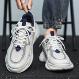 Men's Thick Sole Mesh Sneakers with Breathable Lace-Up Design