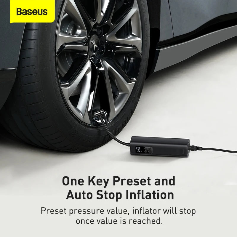 Compact Digital Tire Inflator Pump for Cars and Bikes – 12V Portable Air Compressor