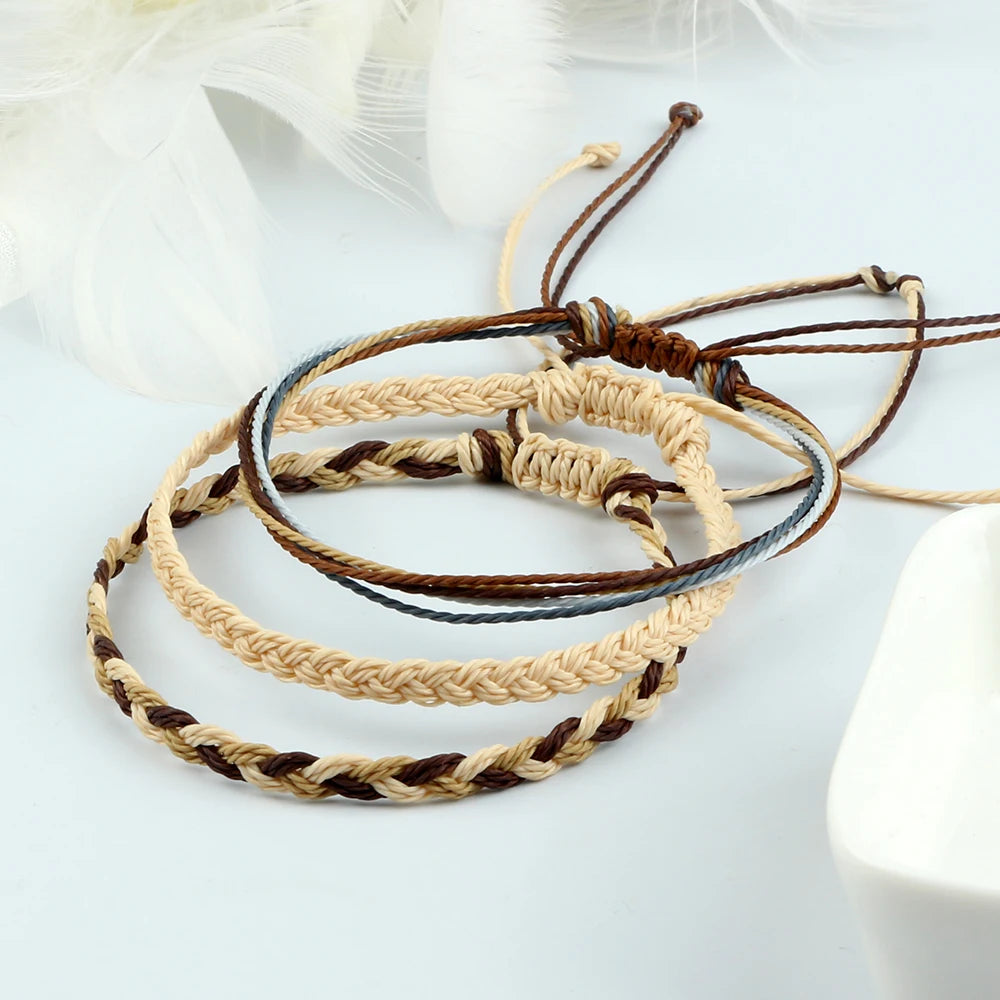 Pulseras de cuerda budistas tibetanas hechas a mano: amuleto de la suerte y ajuste ajustable