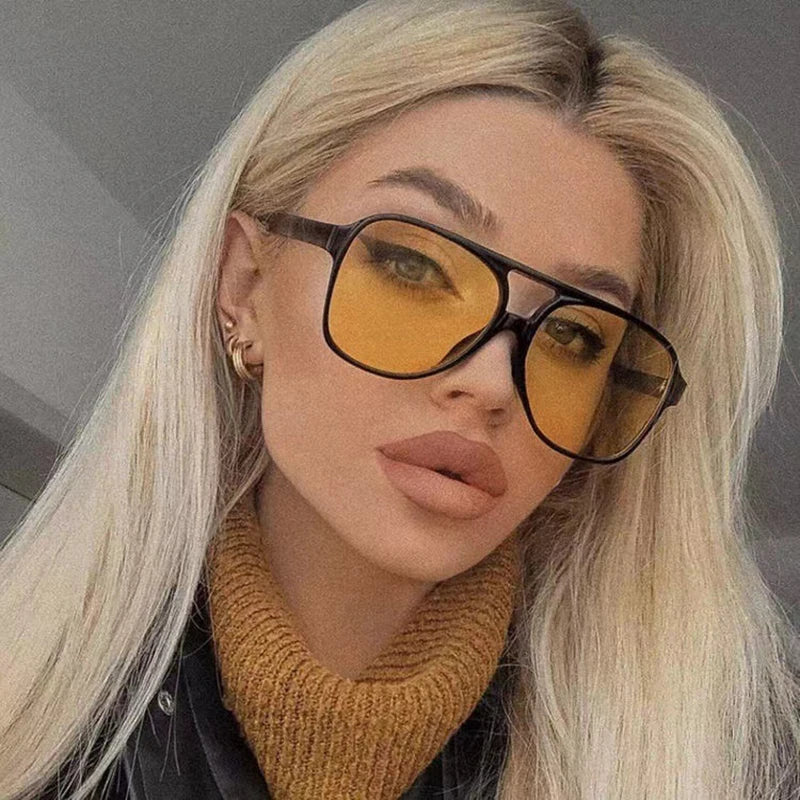 Gafas de sol cuadradas de gran tamaño con doble puente 2023: gafas de sol de diseño vintage llamativas para hombres y mujeres