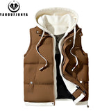 Men’s Hooded Fleece Vest with Zipper – Casual Winter Sleeveless Jacket with Pockets