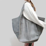 Retro Handmade Beach Tote Bag – High Capacity Zipper Shoulder Bag for Women