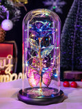 Eternal Rose in Glass Dome - Illuminated Galaxy Flower with Butterfly for Mothers Day