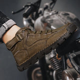 Men’s Lace-Up Split Leather Ankle Boots – Comfortable & Casual Spring/Autumn Footwear