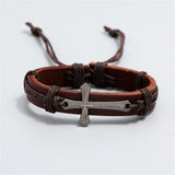 Retro Punk Cross Faith Leather Bracelet – Adjustable Christian Jewelry Gift