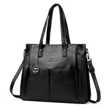 Women’s Vintage PU Leather Tote Bag – Large Capacity Zipper Handbag for Daily & Office Use