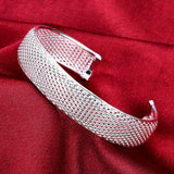 925 Sterling Silver Open Cuff Bracelet for Women - Trendy Adjustable Bangle Jewelry