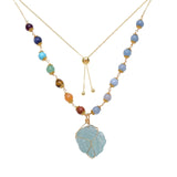 Natural Crystal Stone Pendant Necklace – Amethyst, Quartz & Aquamarine Healing Jewelry