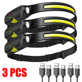 Rechargeable LED Headlamp – Waterproof, USB Charging, Adjustable Brightness for Camping, Hiking, Running, and Night Activities