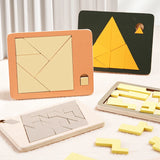 Wooden Geometric Puzzle Set - Brain Teaser IQ Game for Kids & Adults