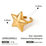 Minimalist 18K Gold Plated Stainless Steel Open Ring – Waterproof, Elegant Statement Jewelry for Women