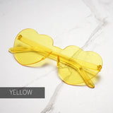 Gafas de sol gruesas sin marco en forma de corazón: modernas gafas de sol de fiesta con forma de corazón de melocotón