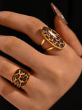 18K Gold Plated Stainless Steel Leopard Print Ring – Trendy & Stylish Statement Jewelry