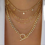 Collar vintage de varios estilos en color dorado nuevo para mujer, conjunto de collares con colgante de cristal multicapa de estilo bohemio y moderno, regalos de joyería