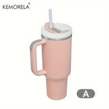 Vaso de acero inoxidable de 887 ml – Botella de agua aislada al vacío de 40 oz con asa, tapa y pajita