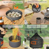 Juego de utensilios de cocina para acampar: juego de vajilla y utensilios de cocina para exteriores antiadherentes con tetera