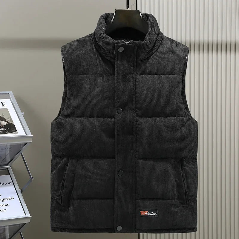 Men’s Turtleneck Zipper Vest – Casual Sleeveless Jacket with Pockets for Autumn & Winter