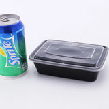 Contenedores de comida desechables negros: cajas de plástico para llevar con tapas para ensaladas, sándwiches y almacenamiento de cocina