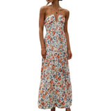 Bohemian V-Neck Sleeveless Midi Dress for Women - Spring Summer A-Line