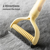 Double-Sided Pet Grooming Brush - Stainless Steel Fur Knot Remover for Cats & Dogs