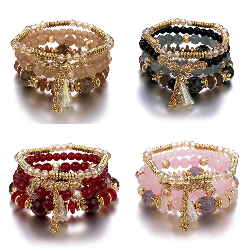 Pulsera de cuentas de cristal hecha a mano: joyería unisex de estilo bohemio