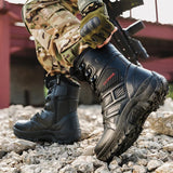 Men’s High-Top Leather Combat Boots – Breathable, Non-Slip Hiking & Outdoor Ankle Boots